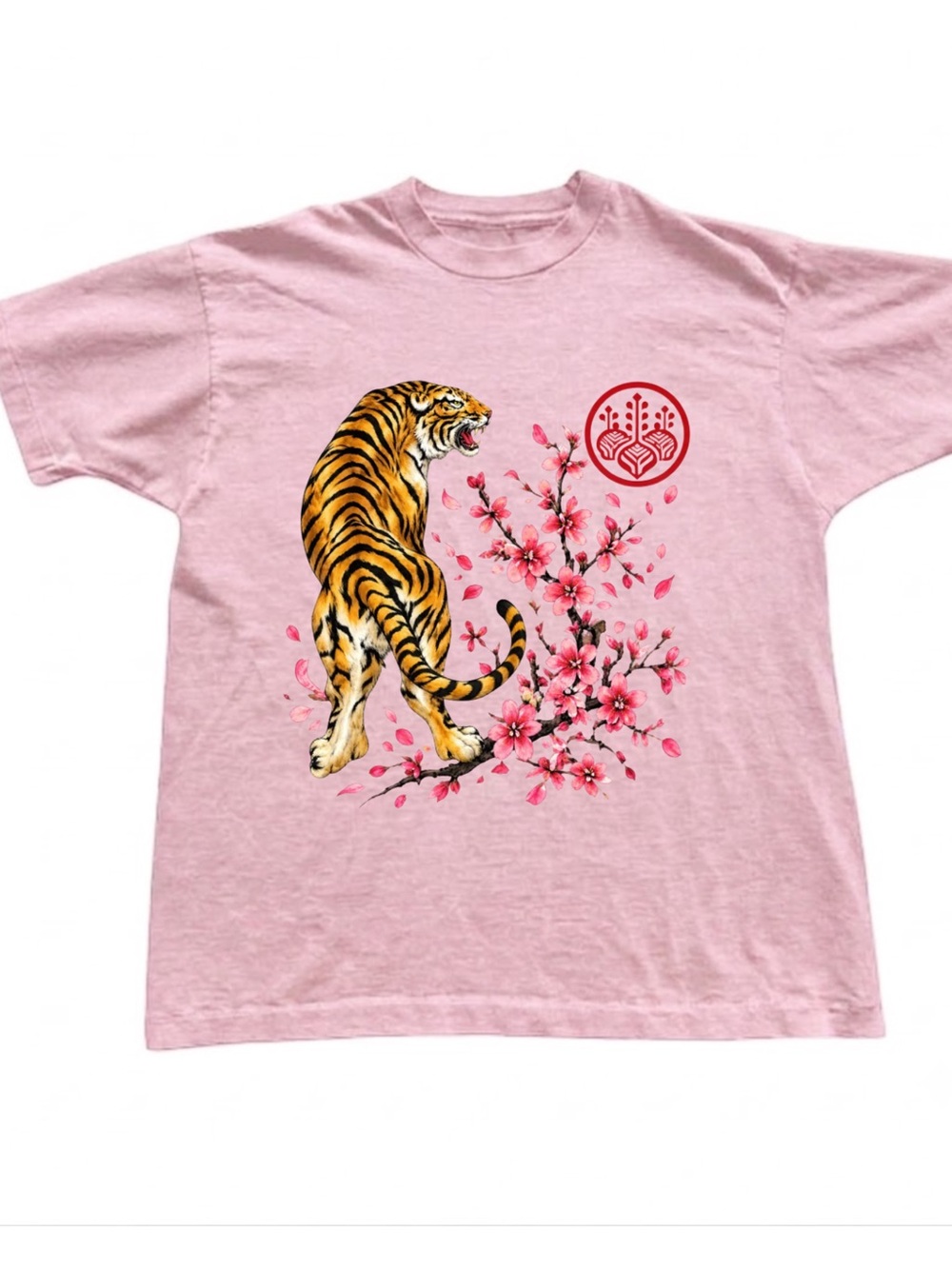 Gildan Pink Tiger & Cherry Blossom Graphic Tee